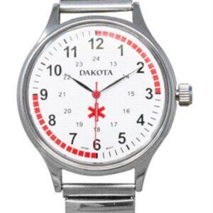 NEW! Dakota Unisex Silver Expansion Mid Size Face Watch Medical Nurse